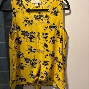 Michael Kors Yellow and Black Floral Blouse